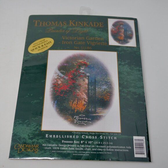 NEW Thomas Kinkade Victorian Garden Iron Gate Vignette Counted Cross Stitch Kit - Picture 1 of 4